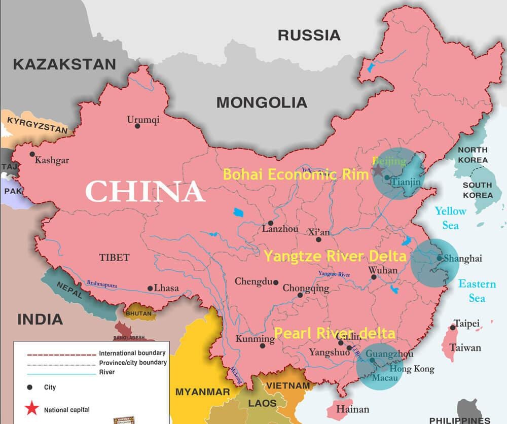 карта портов Китая