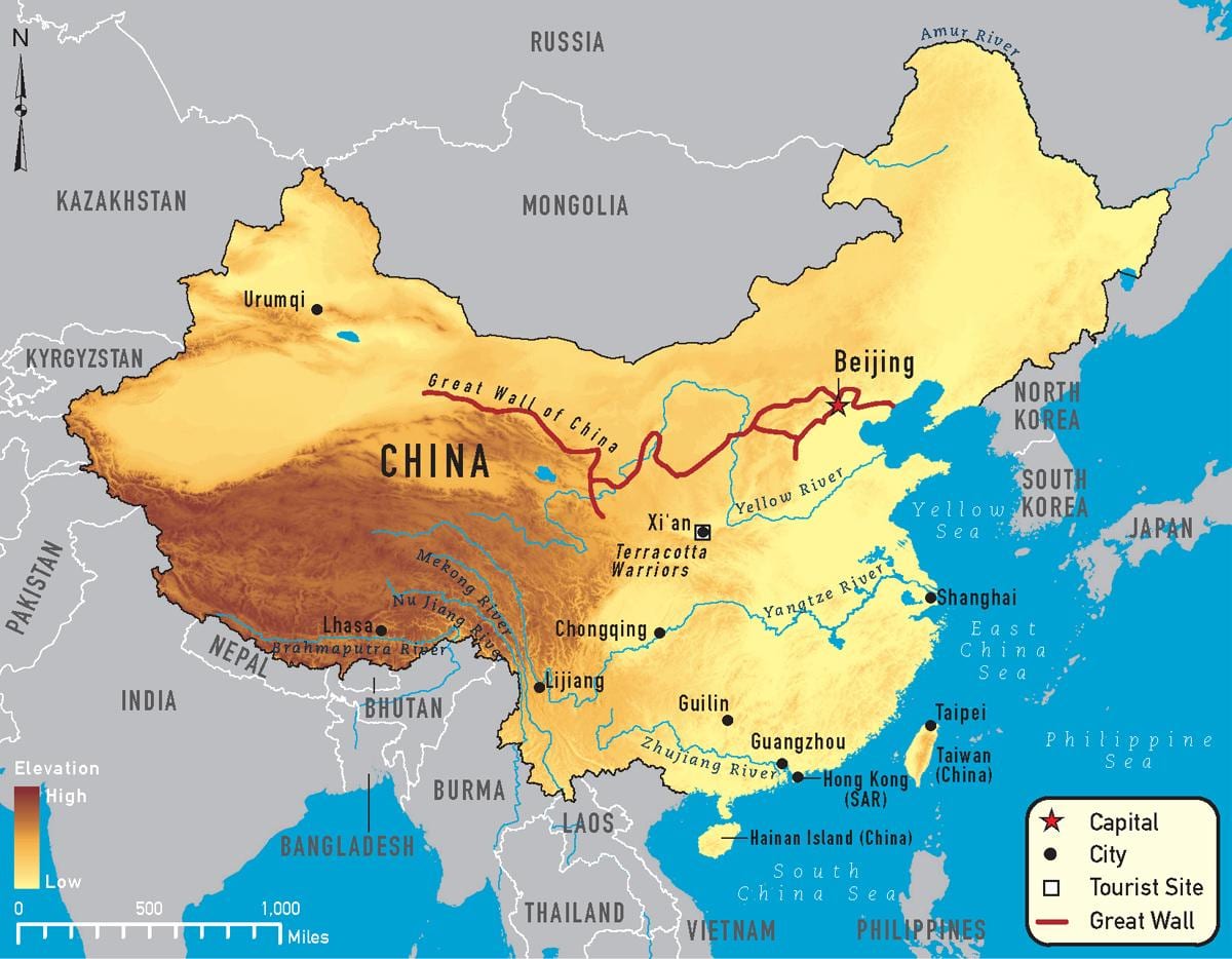 карта Китая