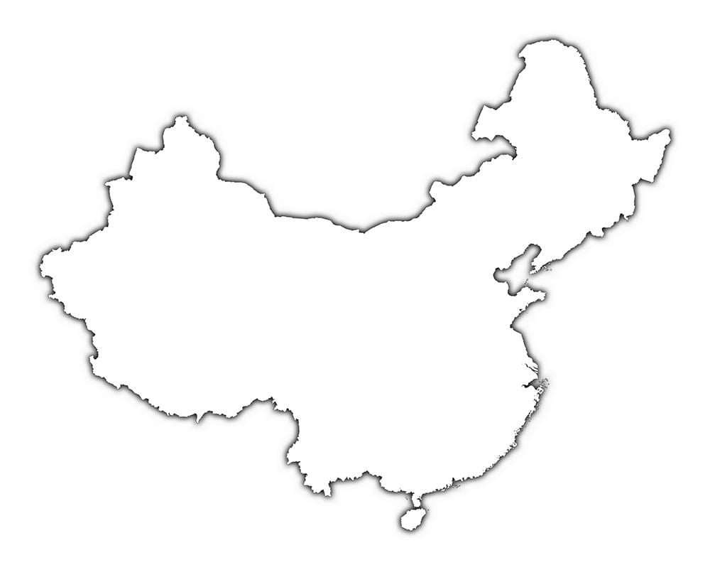 контурная карта Китая
