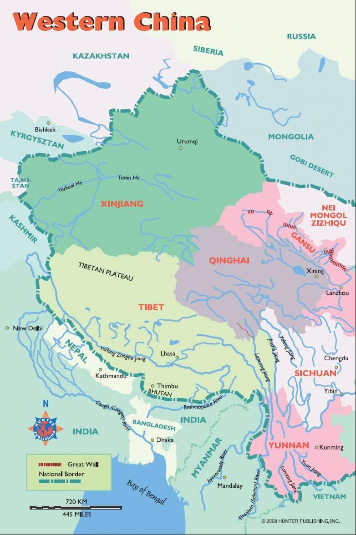 карта Западного Китая