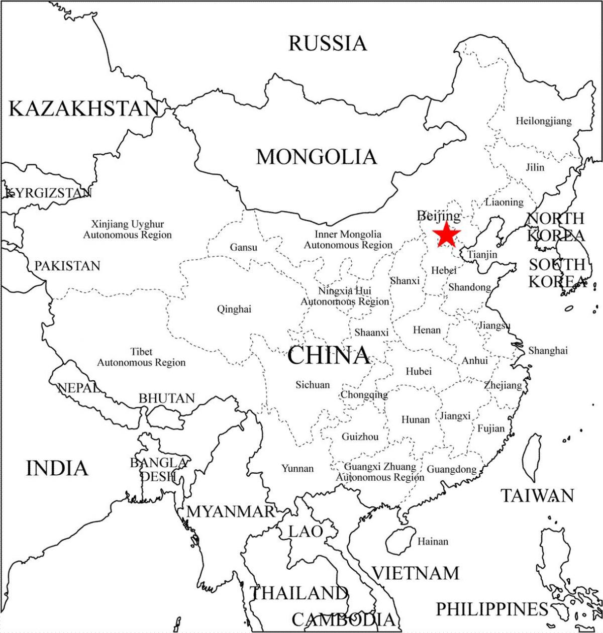 Китая контурная карта