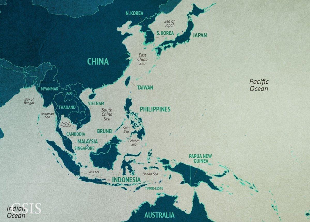 карта Китая на море