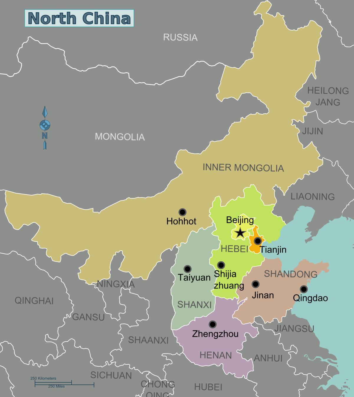 карта Северного Китая