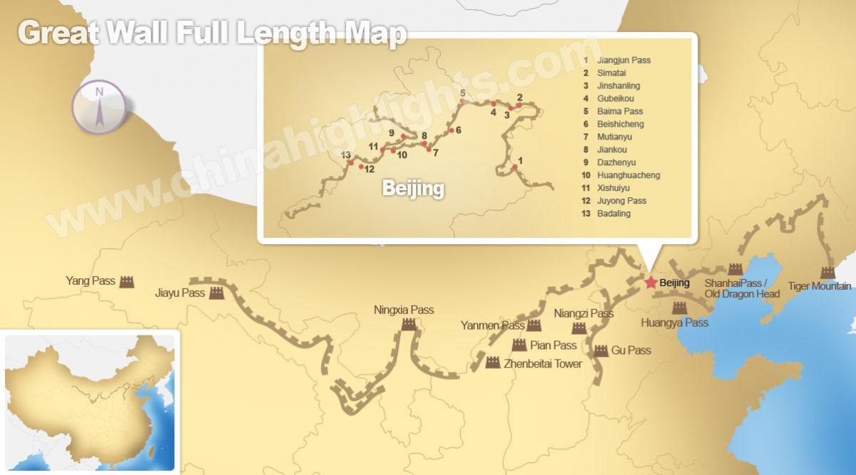 великая Китайская стена карта