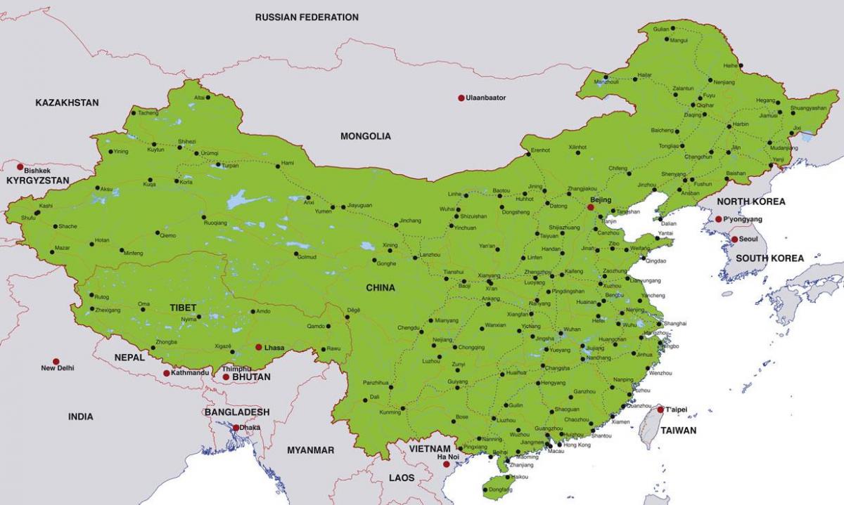 Китай карта городов