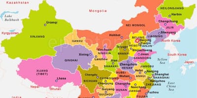 Карта Китая с государствами