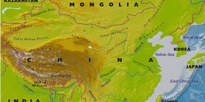 Карта Китая с географическими особенностями