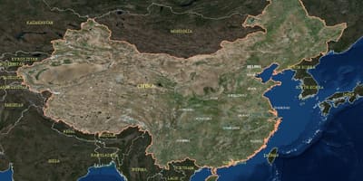 Спутниковой карте Китая