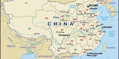 Карта Китая провинций и столиц