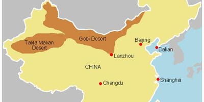 Карта Китая пустынь