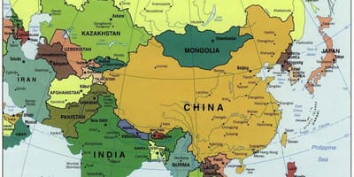 Китай и окружающие его страны карте
