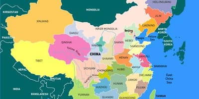 Провинции Китай карта на английском языке