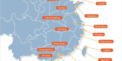 Карта китайских портах