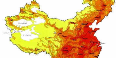 Плотность населения Китая карта