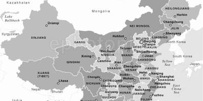 Карта Китая черный и белый