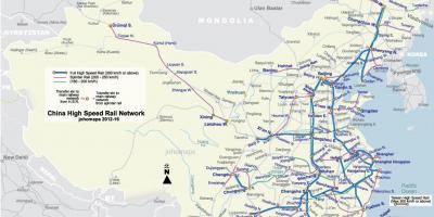 Высокоскоростной железной дороги Китая на карте